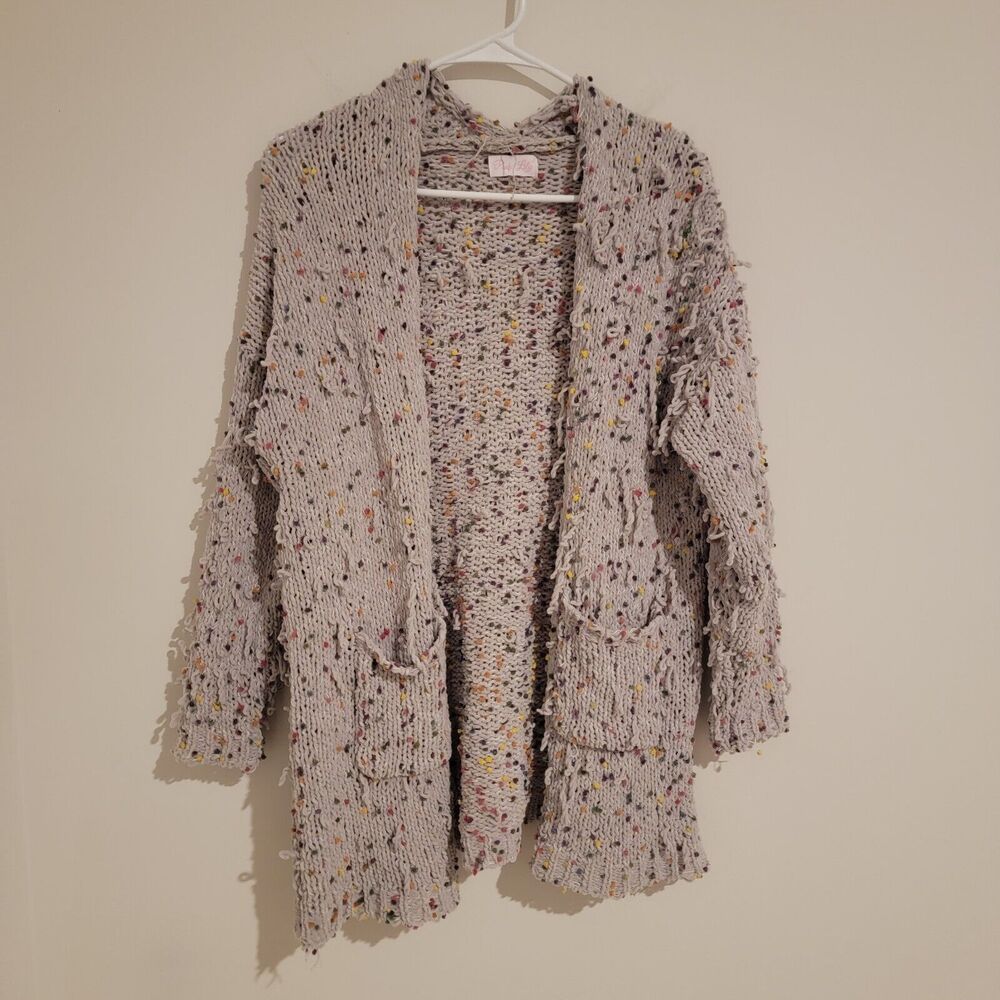 Pink Lily Womens Size‎ Medium M Speckled Cardigan Sweater Open Distressed Fun